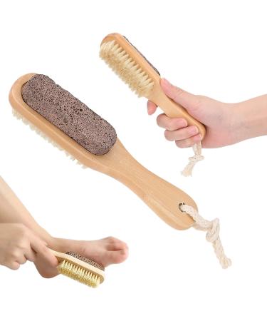 Wooden Foot Brush Pumice Stone Foot Callus Remover Double Sided Foot Scrubber - Buy Online on GoSupps.com