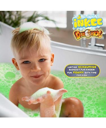 INKEE Bubble Bath Liquid Dinorex - Bath additive for children - Green - With aloe vera and cola gum flavor - 15 x 40 g - Buy Online on GoSupps.com