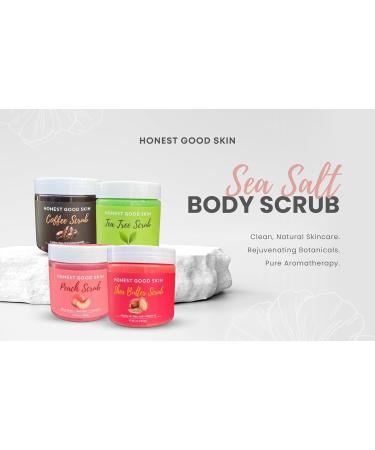 Sea Salt Scrub - 10oz Exfoliating Shea Butter Body Scrub | Dead Skin Removal with Peach Tea Tree & Coffee - Buy Online on GoSupps.com