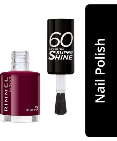 Rimmel 60 Seconds Super Shine Colour Block Nail Polish - Ultra Shine and Long Lasting - Quick Drying 712 Berry Pop 8 ml (Pack of 1) - Buy Online on GoSupps.com