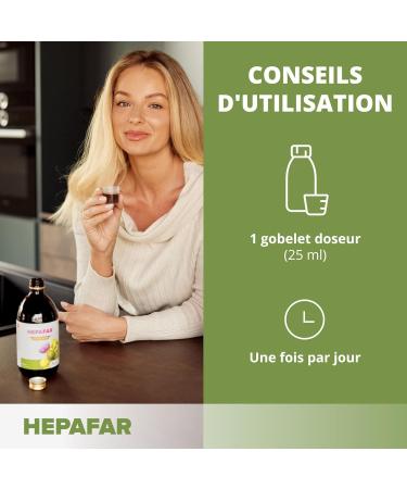 Hepafar Natural Liver Drink 500 ml pour 20 jours Avec du chardon-Marie du th vert du mangan se du pissenlit et de l'artichaut Nettoyage naturel Sensilab Detox Drink 1x - Buy Online on GoSupps.com