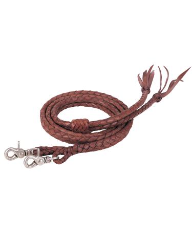 Weaver Leather Round Braided Latigo Split Reins, Brown, 1/2" x 7'