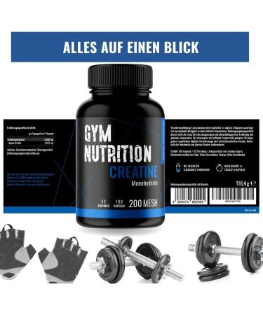 100% Pure Creatine Monohydrate Capsules - High Dose Vegan Creatine Caps 200 Mesh - Made in Germany | International Shipping - Buy Online on GoSupps.com