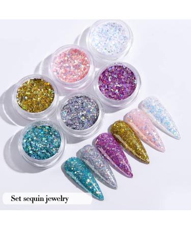 Holographic Acrylic Nail Art Supplies: Glitter Powder Set for Women's 3D Nail Decoration - Buy Online on GoSupps.com