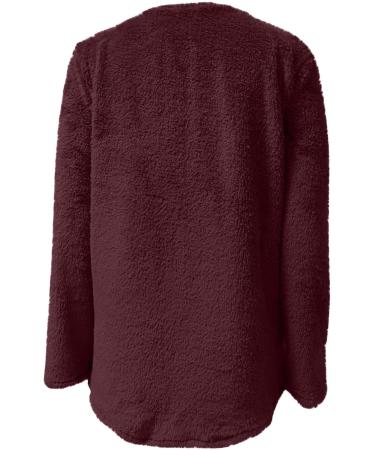 AMhomely Women's Plus Size Double Fleece Hooded Jumper - Soft Teddy Fleece, V Neck, Pocket Detail - Winter Lounge Wear in Wine M - Buy Online on GoSupps.com