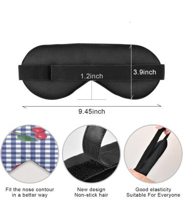 Cherries Blue Grid Sleep Mask | Light Blocking Eye Mask for Sleeping | Adjustable Soft Blindfold for Men & Women | Ideal for Travel & Naps - Buy Online on GoSupps.com