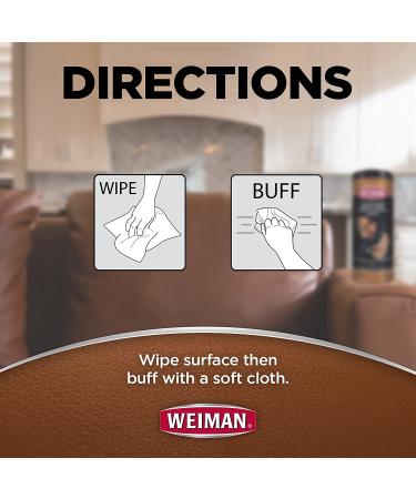Weiman Leather Cleaner & Conditioner Wipes - UV Protection for Couches, Car Seats & More (30 ct) - Buy Online on GoSupps.com