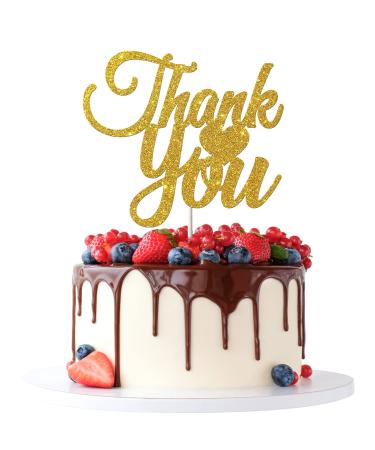 Tenhaisi Gold Glitter Thank You Cake Topper for Thanksgiving Day - Bridal Shower - Holiday Home Supplies - Mom Dad Birthday Party Cake Decorations