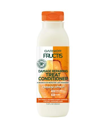 Garnier Fructis Damage Repairing Treat Conditioner 98% Naturally Derived Ingredients Papaya Nourish Dry Damaged Hair 11.8 Fl Oz