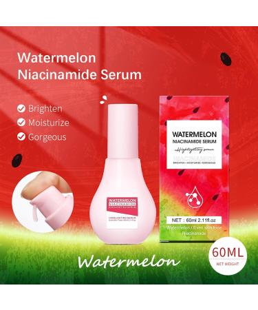 Watermelon Glow Niacinamide Serum Skincare Hydrating Watermelon Serum with Hyaluronic Acid Deep Moisturizing&Brighten - Improve Dullness&Dark Spots Lightweight Facial Serum(60ML) - Buy Online on GoSupps.com