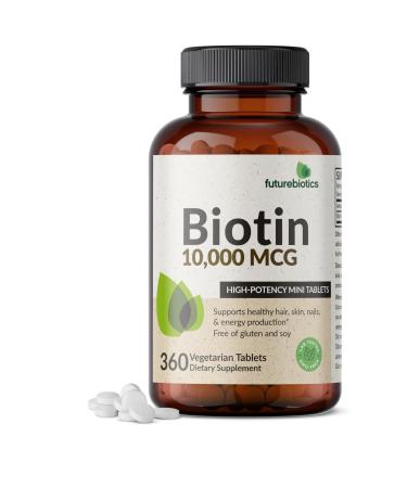 Futurebiotics Biotin 10 000 MCG High Potency Tablets Supports Healthy Hair Skin & Nails & Energy Production Non-GMO 360 Vegetarian Tablets 360 Count (Pack of 1)