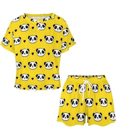 Cute Panda Bear Women's Pajama Set - Short Sleeve Lounge Shirt and Shorts Sleepwear 4X-Large - Buy Online on GoSupps.com
