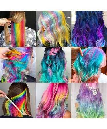 Zhaowei 9-Piece Multi-Color Clip-In Hair Extensions | Princess Rainbow Highlights Synthetic Hair for Parties - Buy Online on GoSupps.com