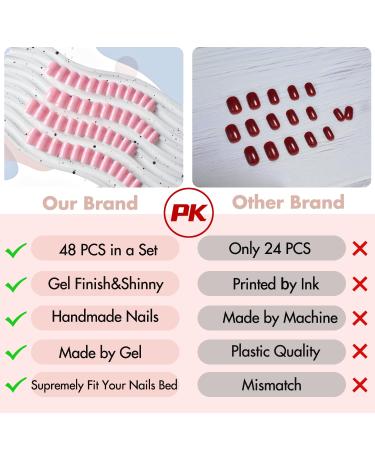 48PCS Reddish Brown Press on Nails - Xcreando Short Square Acrylic Fake Nails Set for Women & Girls | Glossy Wine Red Stick-On & Glue-On False Gel Nails - Buy Online on GoSupps.com