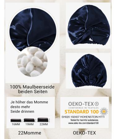 Luxury Lacourse 100% Mulberry Silk Sleeping Hood - 22 Momme Hair Protection - Comfortable High-Quality Elastic - Blue - Buy Online on GoSupps.com