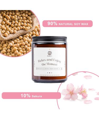 Japanese Cherry Blossom Scented Candle - Natural Soy Wax Hand-Poured Aromatherapy Perfect Gift for Birthdays & Holidays (9oz - Buy Online on GoSupps.com