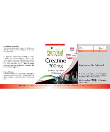 Fairvital | Creatine Monohydrate 700mg - High dosage - 120 capsules - Buy Online on GoSupps.com