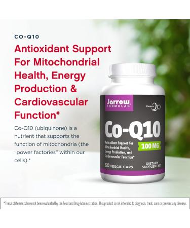 Jarrow Formulas Co-Q10 100 mg - 60 Veggie Caps | Antioxidant Support for Energy Mitochondrial Health & Cardiovascular Function - International Shipping Available - Buy Online on GoSupps.com