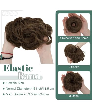 SEGO Hairpiece with Elastic Band - Large Ash Brown Bun Hair Extensions & Ponytail Braid for Women (55G) - Buy Online on GoSupps.com
