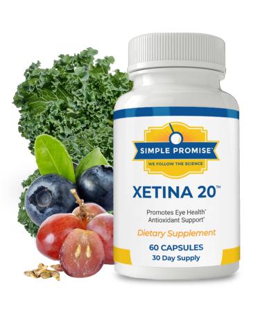 Simple Promise - Xetina 20 Lutein and Zeaxanthin Supplements - Essential Support for Eye Health with Vitamins E Eyebright Zinc Grape Seed Extract Rutin & Bilberry - 60 Capsules