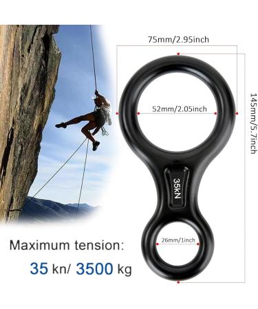 Lankai 35kN Climbing & Abseiling Device | 8 Descender for Height Rescue & Hammock Use - Premium Climbing Equipment (Black) - Buy Online on GoSupps.com