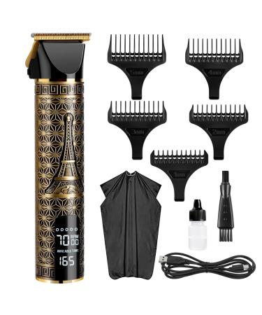 MICROFROM Hair Clippers for Men 2000mAh Cordless Hair Trimmer with Hair Cutting Cape Beard Trimmer Electric Pro Li Outline Trimmer 0mm Baldheaded Zero Gapped Trimmer Hair Cutting Kit for Barber (Gold) Hair Clippers+cape