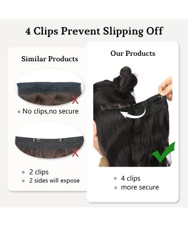 Invisible Wire Hair Extensions | Adjustable Size | Long Wavy Hairpiece 20 Inch Dark Brown - Buy Online on GoSupps.com