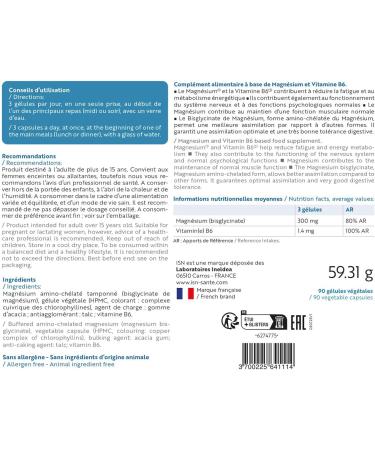 ISN - Magnefor - Food Supplement with Magnesium Bisglycinate Vitamins B6 and D Taurine - Optimal Assimilation - Transient Nervousness & Fatigue - 30 Day Cure - Buy Online on GoSupps.com