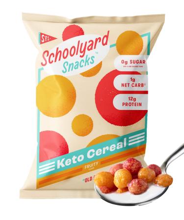 Schoolyard Snacks Keto Cereal | Fruity Low Carb Cereal | All Natural, Gluten & Grain-Free High Protein Cereal | Sugar Free Cereal for Diabetics | 12 Individual Bags | 100 Calories Keto Friendly Food