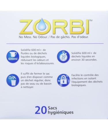 Zorbi Biodegradable Commode and Bedpan Liner Bags with Super Absorbent Pads White 20 Count - Buy Online on GoSupps.com