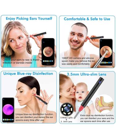 Wireless Otoscope Earwax Removal 1080P HD WiFi Ear Wax Remover Endoscope with Blue Light Disinfection Light for Children Adults Pets - Buy Online on GoSupps.com