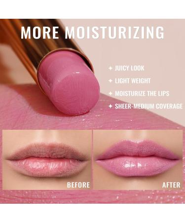 Oulac Warm Pink Lipstick - Moisture Shine Hydrating Lipstick & Tinted Lip Balm | Juicy Glossy Finish Vegan Cruelty-Free - First Love (07) - Buy Online on GoSupps.com