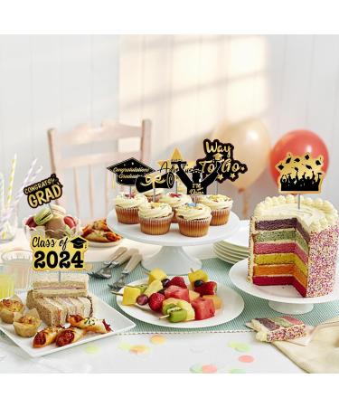 48 Pack Graduation Cupcake Toppers Class of 2023 Graduation Party Decorations Black and Gold Elegant Dessert Toppers with 8 Unique Designs Premium Paper Cake Decor for Grads - Buy Online on GoSupps.com