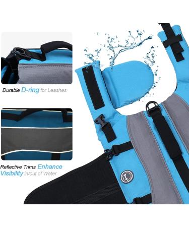 Vivaglory Dog Lifeguard Vest with Removable Front-Wheel Drive | Reflective Padded & Ideal for Swimming & Boating - Blue XXS (28-35cm) - Buy Online on GoSupps.com