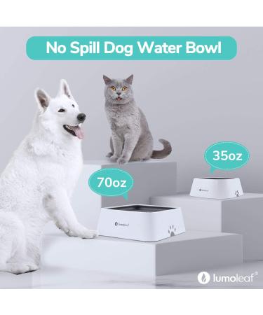 LumoLeaf 70oz Dog Water Bowl - Large Capacity No-Spill Dispenser for Medium/Large Dogs - Non-Slip Slow Feeder with Filter - Ideal for Travel - Grey - Buy Online on GoSupps.com