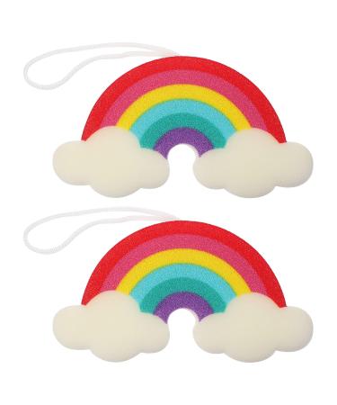 Uonlytech Rainbow Bath Sponge Set - 2pcs Cute Scrubbers for Bath & Shower | Colorful Loofah Pouf & Back Scrubber - Buy Online on GoSupps.com
