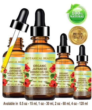 Japanese Organic Hibiscus Oil - 100% Natural & Cold Pressed for Anti-Aging, Vitamin E Enriched Face, Skin & Hair Growth - 0.5 Fl.oz - Buy Online on GoSupps.com