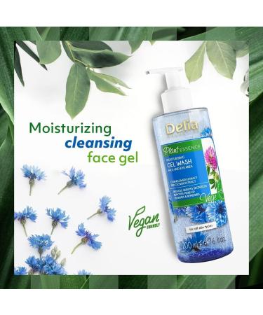 Delia Cosmetics - Plant Essence - Face Cleanser - Washing Gel - Moisturizing Cleansing - Removes Makeup & Impurities - Vegan Friendly - Natural Ingredients - Every Skin - Reduces Excess Sebum - 200 ml - Buy Online on GoSupps.com