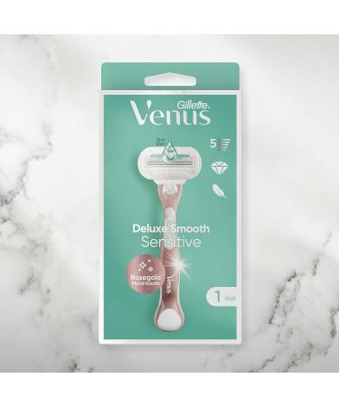Gillette Venus Deluxe Smooth Sensitive Rose Gold Women's Razor + 9 Blade Refills 5 Diamond Like Coated Blades - Buy Online on GoSupps.com