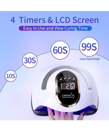 Canvalite UV Nail Lamp 168W: Professional Gel Nail Dryer with Automatic Sensor, 4 Timer Settings, LCD Display - Perfect for Home Salon Use - Buy Online on GoSupps.com