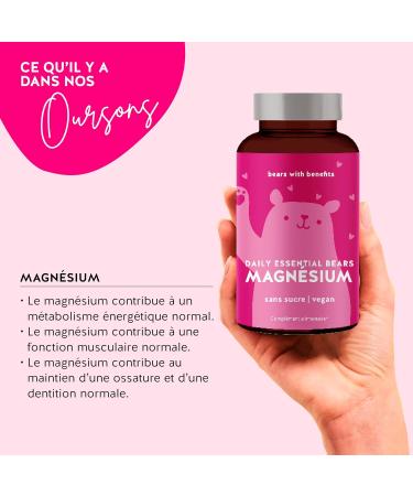 Magnesium Gum Bears - Strength for Muscles and Nerves - Energy and Relaxation with 250mg of Magnesium Citrate per Dose - 45 Pieces - Vegan-free Vitamin Gums - Bears with Benefits - Buy Online on GoSupps.com