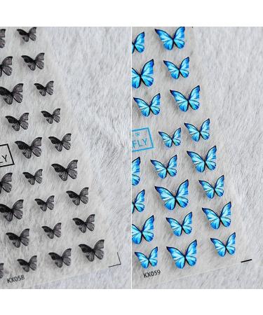 1 Sheet DIY Salon Multi Styles Nails Beauty 5D Nail Art Sticker Nail Art Decorations Self-adhesive Back Glue Butterfly-shape Nail Sticker(Style 03) - Buy Online on GoSupps.com