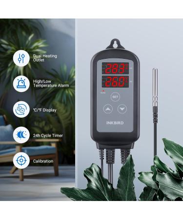 Buy Inkbird ITC-2T Thermostat - Digital Temperature Controller for Terrariums Greenhouses & Reptile Care | Dual Heating Sockets Day/Night Timer & Alarm Function - International Shipping Available - Buy Online on GoSupps.com