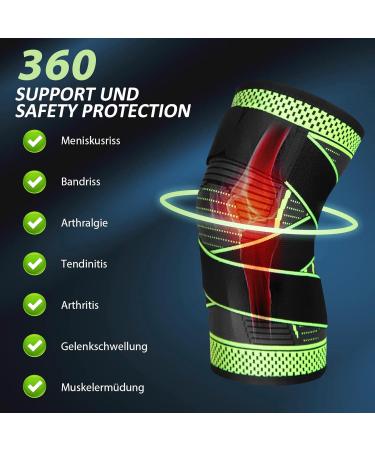 Ruilala Adjustable Knee Support Bandage for Men & Women Compression Knee Brace for Arthritis ACL Meniscus Tears Ideal for Sports & Weightlifting (Green L) - Buy Online on GoSupps.com