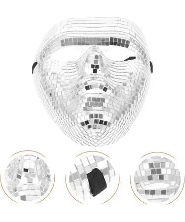 Homsfou Halloween Disco Ball Glitter Mask | Festival Masquerade Face Cover for Parties & DJ Events | Silver Halloween Decoration - Buy Online on GoSupps.com