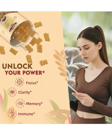 Mushroom Gummies with Lion's Mane & Cordyceps - Immune Support, Brain Health & Memory Enhancement - Vegan Mushroom Complex with Vitamin D3, B6, B9 & B12 - Focus, Energy & Cognitive Function Supplement - Buy Online on GoSupps.com