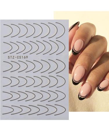 French Line U-Shaped Nail Art Stickers - 8 Sheets Exquisite Decals in Gold, Silver, Black, and Rose Gold for Women and Girls - Buy Online on GoSupps.com