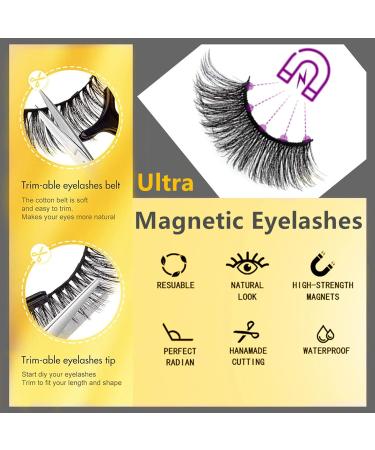 3D Magnetic Eyelashes and Eyeliner Set - NO GLUE NEEDED NO SKILL NEEDED Updated 3D 6D Reusable Magnetic Eyelashes Natural Look Waterproof Magnetic Eyeliner and Lashes Kit with Applicator 10 Pairs - Buy Online on GoSupps.com