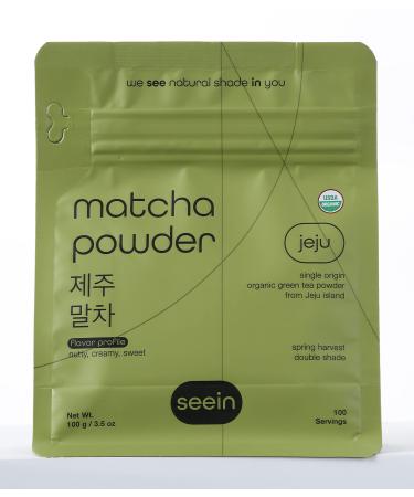 SEEIN Organic Matcha Green Tea Powder from Jeju Korea Premium First Harvest Ceremonial Grade 3.52oz - USDA Certified