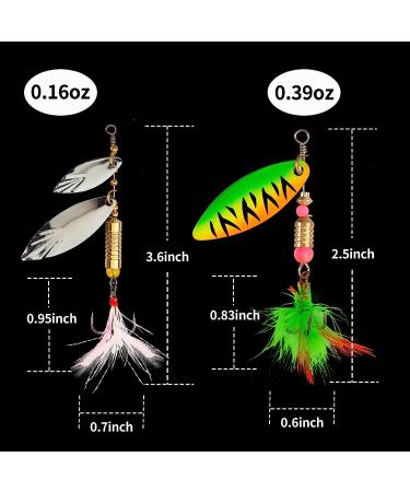 Akataka Spinnerbaits 10Pcs w/ Tackle Box, Colorful Hard Metal Baits Fishing  Lure Kit Set w/ Bass Trout Salmon Walleye, Freshwater & Saltwater Fishing  Lure, IDAL for Begginners and Experienced Style E